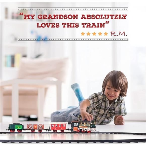 Kids Train Set - Electric Train Toy for Boys 2-4 w/Lights & Sound, Railway Kits - Picture 2 of 6